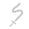 Tarnish Resistant 304 Stainless Steel Chain Extender, Curb Chain, with 202 Stainless Steel Charms, Cross, Stainless Steel Color, 68~70mm, Link: 3.7x3x0.5mm, Cross: 16x9.5x0.6mm