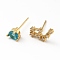 Cubic Zirconia Constellation Asymmetrical Earrings, Real 18K Gold Plated Brass Stud Earrings, Cadmium Free & Lead Free, Cancer, 8x13.5mm, 6x6mm, Pin: 0.7mm