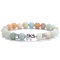 Ethnic Style Antique Silver Tone Alloy Elephant & Round Natural Flower Amazonite Beaded Stretch Bracelets for Women Men