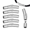 6Pcs Column 304 Stainless Steel Bayonet Necklace Clasps with Push Button, Stainless Steel Color, 28~30x7x6mm, Hole: 4mm