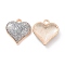 Alloy Enamel Pendants, with Sequins, Light Gold, Heart Charm, Gray, 17.5x16.5x3.5mm, Hole: 1.6mm