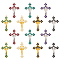 21Pcs 7 Colors Zinc Alloy Enamel Big Pendants, Crucifix Cross Charms, Mixed Color, 53x36x3mm, Hole: 2.5mm, 3pcs/color