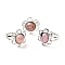 Natural Rhodochrosite Adjustable Rings, Platinum Tone Flower Brass Rings for Women, Cadmium Free & Lead Free, US Size 7 3/4(17.9mm), 3~7mm