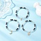 3Pcs Brass Charm Bracelets, Natural Quartz Crystal & Larvikite Round Beads Stretch Bracelets for Women, with Shell Pearl Beads, Inner Diameter: 2~2-1/8 inch(5.1~5.4cm), 4pcs/set
