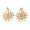 Ion Plating(IP) 304 Stainless Steel Pendants, with Jump Ring, Laser Cut, Sun Charm, Real 18K Gold Plated, 17x15x1mm, Hole: 2.8mm