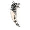 Alloy Resin Big Pendants, Tooth, Antique White, 63x23x10.5mm, Hole: 3mm
