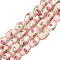 Handmade Silver Foil Glass Lampwork Beads, Oval with Flower, Pink, 16~17x9~11mm, Hole: 1.5~2mm
