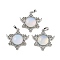Opalite Pendants, with Rack Plating Brass Findings, Platinum, Cadmium Free & Lead Free, Star, 35x34x7.5~8mm, Hole: 5x8mm