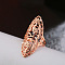 Horse Eye with Flower Pattern Brass Finger Rings, Rose Gold, US Size 7(17.3mm)