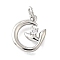 Brass Micro Pave Cubic Zirconia Pendants, Nuggets Charms, Long-Lasting Plated, with Jump Ring, Lead Free & Cadmium Free, Rack Plating, Platinum, 14x12x3mm
