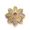 Brass Micro Pave Cubic Zirconia Bead Cap, 8-Petal, Flower, Clear, Golden, 12x12x4mm, Hole: 1.8mm