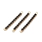 Brass Micro Pave Cubic Zirconia Links, Rectangle Bar, Golden, Black, 41x3x3mm, Hole: 2mm