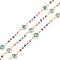 Brass Link Chains, with Enamel Beaded and Glass, Real 18K Gold Plated, Soldered, with Spools, Long-Lasting Plated, Cadmium Free & Lead Free, Cyan, 12x6.5x2.5mm