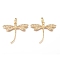 Brass Micro Pave Cubic Zirconia Pendants, Long-Lasting Plated, Dragonfly, Clear, Golden, 39x45x2mm, Hole: 8.5x6mm
