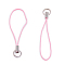 Polyester Cord Mobile Straps, with Platinum Plated Iron Findings, Pearl Pink, 5.6cm