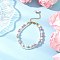 Glass Pearl Round Beaded Multi-strand Bracelets, & Zinc Alloy Lobster Claw Clasps, Lilac, 8 inch(20.3cm)