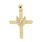 Brass Micro Pave Cubic Zirconia Pendants, Cross, Rack Plating, Cadmium Free & Lead Free, Long-Lasting Plated, Real 18K Gold Plated, 27.5x20.5x3mm, Hole: 3x3mm