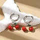 Серьги-кольца из вишневой латуни с эмалью EJEW-M077-14P-01-1