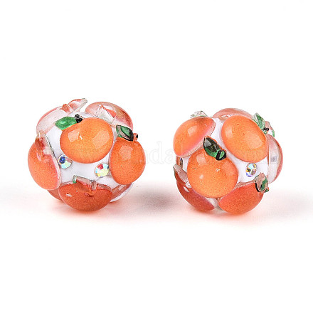 Круглые бусины из смолы в виде фруктов RESI-T059-03G-1