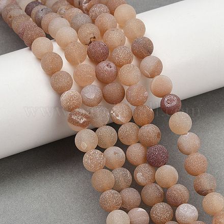 Натуральный druzy агатовые бусы пряди G-NH0024-A06-8mm-1