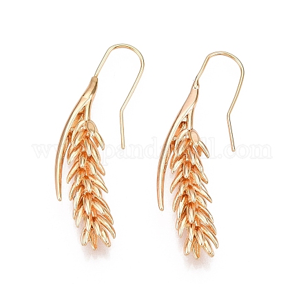 Серьги-подвески из латуни с пшеничными вставками KK-A227-24G-1