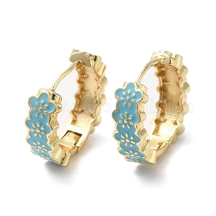 Серьги-кольца из латуни с настоящим золотом 18 карат EJEW-L268-015G-01-1