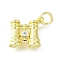 Brass Micro Pave Cubic Zirconia Pendants, Telescope, Long-Lasting Plated, with Jump Ring, Lead Free & Cadmium Free, Rack Plating, Real 18K Gold Plated, 11.5x12x4.5mm