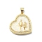 Brass Micro Pave Clear Cubic Zirconia Pendants, Cadmium Free & Lead Free, with Sythetic Opal, Heart, Real 18K Gold Plated, 23.5x21.5x3.5mm, Hole: 4x3.5mm