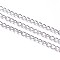 Iron Twisted Chains Curb Chains, Unwelded, with Spool, Platinum, Nickel Free, Link: about 2mm wide, 3.5mm long, 0.5mm thick, about 328.08 Feet(100m)/roll