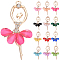 24Pcs 12 Colors Resin Big Pendants, with Golden Plated Alloy Findings and Rhinestone, Ballet Girl, Mixed Color, 60x31x4mm, Hole: 2mm, 2pcs/color