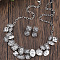 Flat Round & Oval & Square Zinc Alloy Pendant Necklaces & Stud Earrings Sets, Silver, 420mm