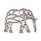 Non-Tarnish 304 Stainless Steel Filigree Joiners Links, Laser Cut, Elephant, Stainless Steel Color, 25x35.5x1.5mm