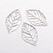 Iron Filigree Pendants, Leaf, Platinum, 23x13x1mm, Hole: 0.5mm