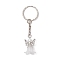 Angel Acrylic & Alloy Pendant Keychain, with Iron Split Key Rings, White, 7.8cm