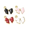304 Stainless Steel Enamel Pendants, Ion Plating(IP), Bowknot Charms, Golden, Mixed Color, 13x14x3mm, Hole: 1.2mm