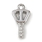 Brass Micro Pave Clear Cubic Zirconia Pendants, Cadmium Free & Nickel Free & Lead Free, Key Charms, Long-Lasting Plated, Platinum, 15x8x2mm, Hole: 1.5mm