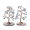Natural Aquamarine Chips & Agate Pedestal Display Decorations, Tree of Life Healing Stone Tree, for Reiki Healing Crystals Chakra Balancing, Cadmium Free & Lead Free, 59~70x47~65x100~114mm