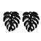Spray Painted Alloy Pendants, Tropical Leaf Charms, Cadmium Free & Lead Free, Monstera Leaf, Black, 34.5x26.5x4mm, Hole: 1.8mm