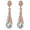 Real 18K Gold Plated Brass Rhinestone Teardrop Stud Earrings, Crystal, 46x10mm