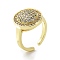 Brass with Cubic Zirconia Open Cuff Rings for Women, Cadmium Free & Nickel Free & Lead Free, Real 18K Gold Plated, 7~22.5mm, US Size 13 3/4(22.8mm)