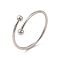 Non-Tarnish 304 Stainless Steel Wire Wrapped Open Cuff Ring for Women, Stainless Steel Color, US Size 7 3/4(17.9mm)