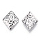 Non-Tarnish 304 Stainless Steel Pendants, Textured, Rhombus Charm, Stainless Steel Color, 19x15x2.5mm, Hole: 1.2mm