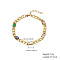 1 color electric gold plated color zircon inlaid decorative bracelet, suitable for daily travel wear with party banquet stainless steel jewelry, 6-3/4 inch(17cm)