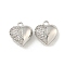 Brass Micro Pave Clear Cubic Zirconia Charms, Cadmium Free & Nickel Free & Lead Free, Heart, Platinum, 13.5x12x6mm, Hole: 1.5mm