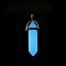 Bullet Pointed Synthetic Luminous Stone Pendants, Glow In The Dark Pendants, with Platinum Tone Alloy Findings, Cornflower Blue, 41x8mm
