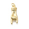 Brass Pendants, with Jump Ring, Long-Lasting Plated, Lead Free & Cadmium Free, Palm Charms, Real 18K Gold Plated, 21.5x8x4mm, Hole: 3.5mm