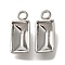 304 Stainless Steel Pendant Cabochon Settings, Rectangle, Stainless Steel Color, Tray: 8x4mm, 12x5x3mm, Hole: 1.4mm