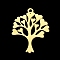 201 Stainless Steel Pendants, Laser Cut, Tree, Golden, 31.5x25x1mm, Hole: 2mm