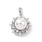 Eco-friendly Rack Plating Brass Micro Pave Cubic Zirconia Pendants, with ABS Platic Imitation Pearls, Cadmium Free & Lead Free, Long-Lasting Plated, Flower Charm, Platinum, 20.5x18.5x11.5mm, Hole: 2.5x3.5mm