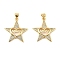 Brass Micro Pave Cubic Zirconia Pendants, Mother Themes, Long-Lasting Plated, Cadmium Free & Lead Free, Rack Plating, Real 18K Gold Plated, Star, 24x22.5x4mm, Hole: 3.8x3.3mm